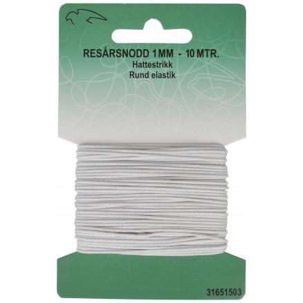 Rund Hvid Elastik 1mm x 10m - Perfekt til Håndarbejde