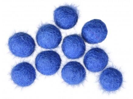 Filtkugler 10mm Blå - 10 stk til kreative projekter