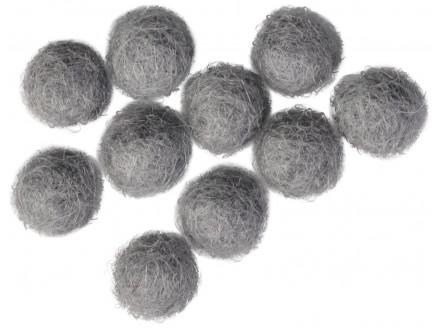 Filtkugler 10mm Grå - 10 stk til kreative projekter