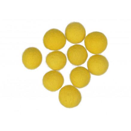 Filtkugler 20mm Gule - 10 stk til kreative projekter