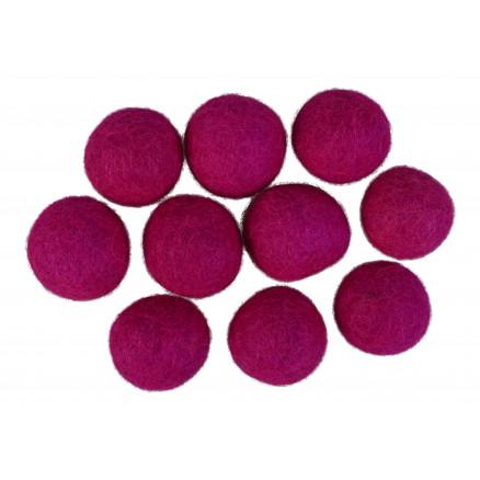Filtkugler 20mm Mørk Pink P2 - 10 stk til kreative projekter