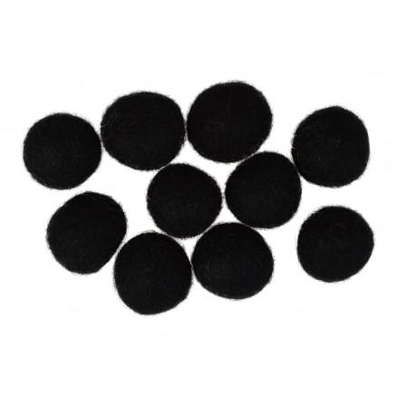 Filtkugler 20mm Sort - 10 stk til kreative projekter
