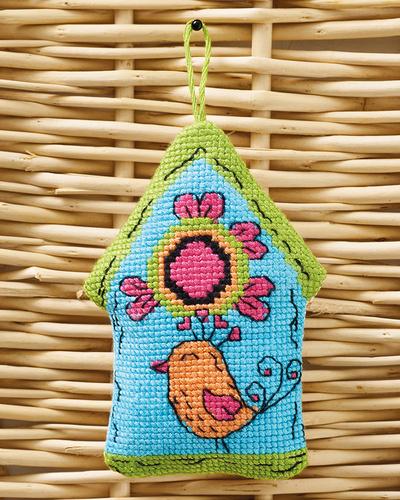 Broderi Kit - Blåt Fuglehus fra by Permin