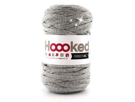 Hoooked Ribbon XL Stofgarn Unicolor Lurex 1 Sølv Glitter