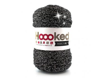 Hoooked Ribbon XL Stofgarn Unicolor Lurex 3 - Sort Glimmer