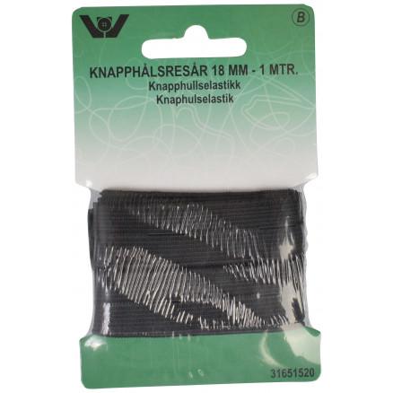 Hul Elastik i Sort - 18mm x 1m til Håndarbejde