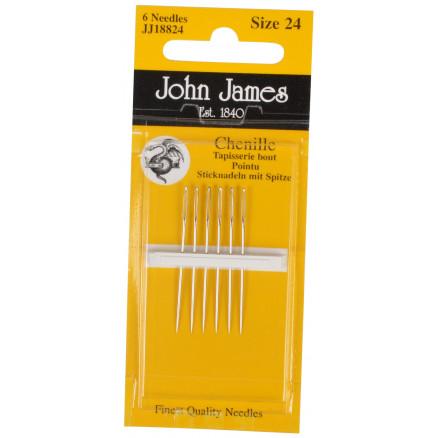 John James Stramajnåle Spids Str. 24 - 6 stk. Kvalitet!