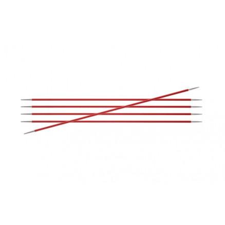 KnitPro Zing Aluminium Strømpepinde 15 cm i Granatrød