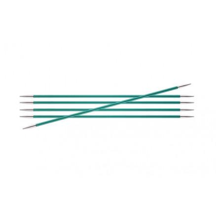 KnitPro Zing Strømpepinde i Aluminium 20cm - Smaragdgrøn