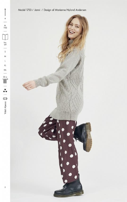 Strikkehæfte 177: Janni Rullekrave Sweater med Domino Mønster