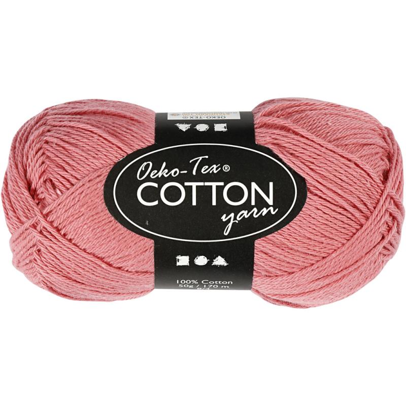 Bomuldsgarn 8/4 i Mørk Rosa - Oeko-Tex 50g Kvalitet