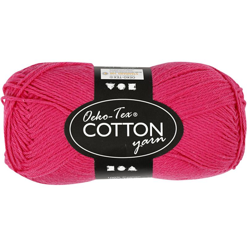 Bomuldsgarn 8/4 i pink - Oeko-Tex 50 g kvalitetsgarn