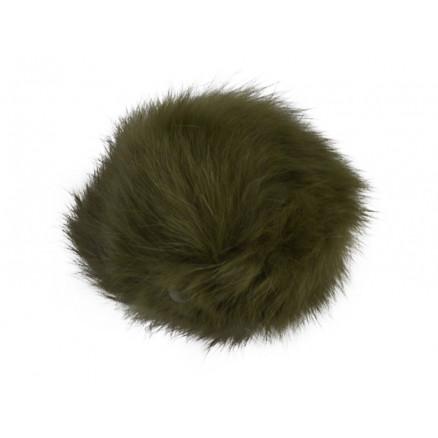 Pompon Kvast i Kaninhår - Armygrøn 60 mm