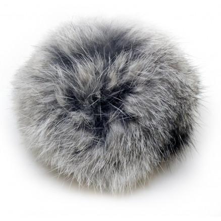 Pompon Kvast i Grå Kaninhår - 100 mm til Dine Projekter