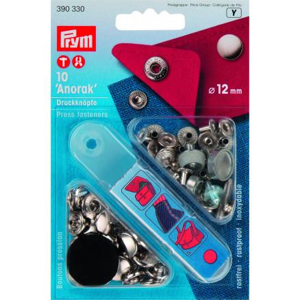 Prym Anorak Trykknapper Sølv 12mm - 10 stk Tilbud!