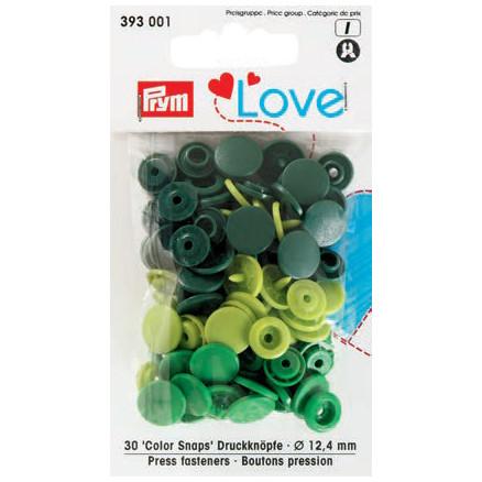 Prym Farverige Plast Trykknapper 12,4mm Grøn - 30 stk