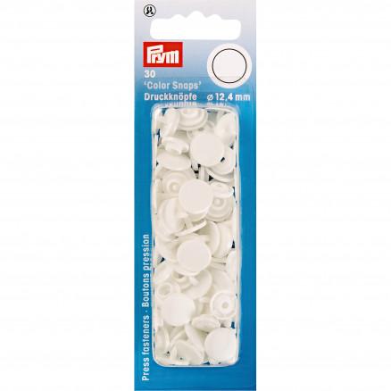 Prym Farvede Trykknapper Plast Rund Hvid - 30 stk.