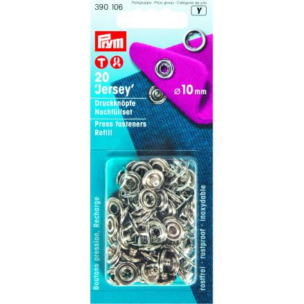 Prym Jersey Trykknapper Sølv 10mm - 20 stk til Håndarbejde