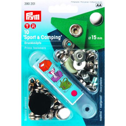 Prym Sølv Trykknapper 15mm - 10 stk til Sport og Camping