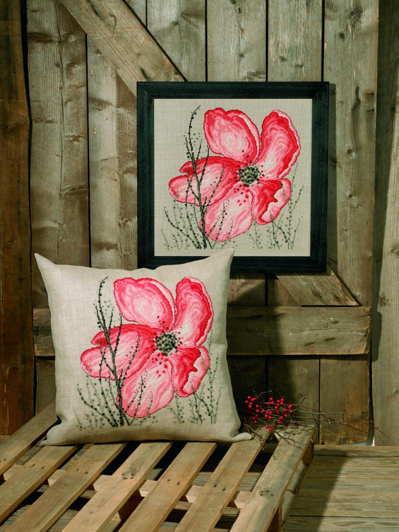 Broderi Pude Kit med Valmue - Kreativt Hobbyprojekt