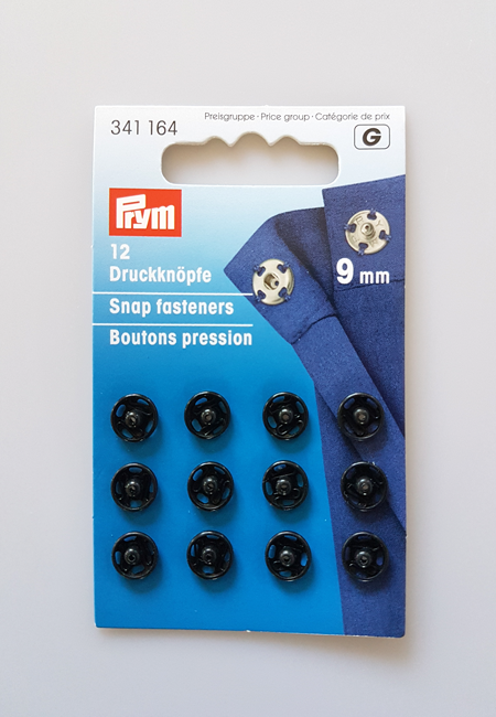 Tryklåse i metal 9 mm - Sorte 12 stk. til hobby og sying