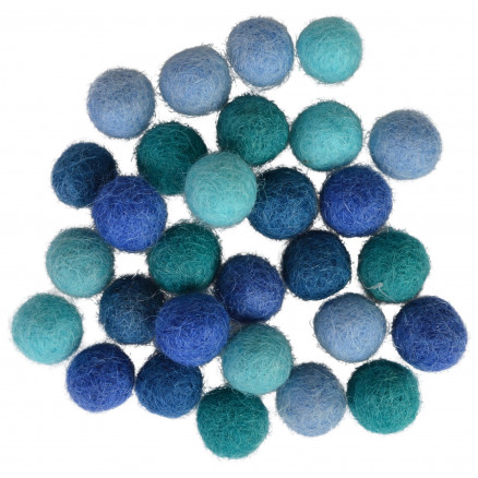 Filtkugler 10mm i Blå Nuancer - 30 stk Håndarbejde