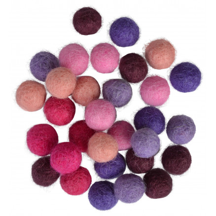 Filtkugler 10mm i Lilla Nuancer - 30 stk Kreativitet!