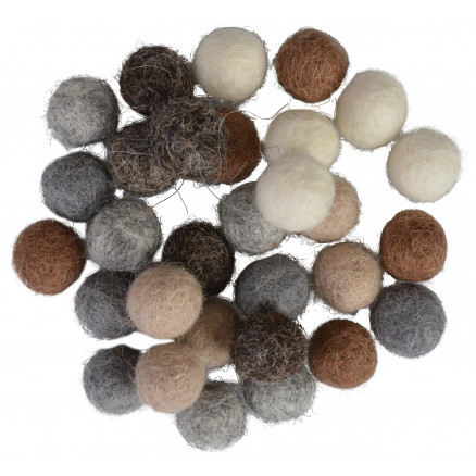 Filtkugler 10mm i Naturfarver - 30 stk til kreative projekter