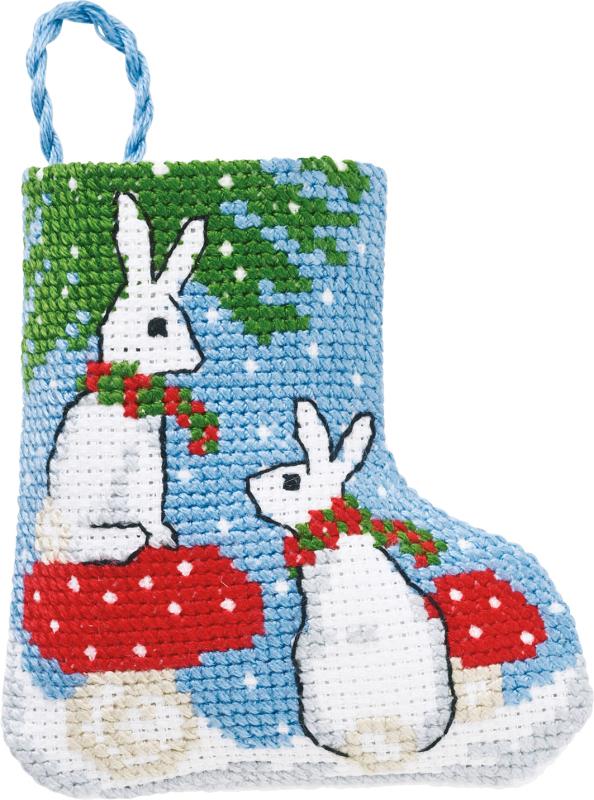 Broderi Kit - Kaniner til Julestrømpe fra by Permin