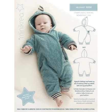 MiniKrea Snitmønster 10550 til Heldragt 0-9 mdr.