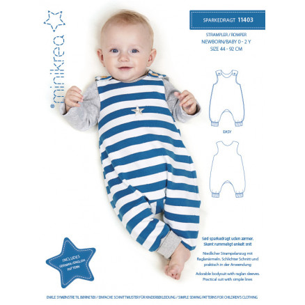 MiniKrea Snitmønster 11403 til Sparkedragt 0-2 år