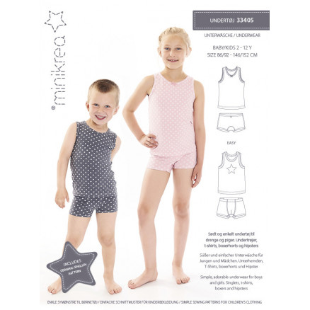 MiniKrea Snitmønster 33405 til Undertøj for Børn