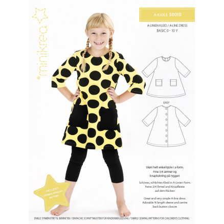 MiniKrea Snitmønster 50010 A-kjole til børn 0-10 år