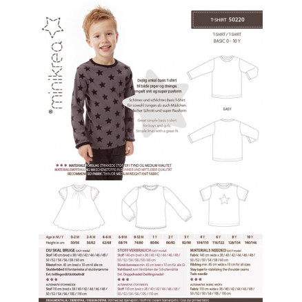 MiniKrea Snitmønster 50220 T-shirt til børn 0-10 år