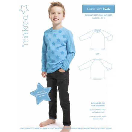 MiniKrea Snitmønster 50222 Raglan T-shirt til børn