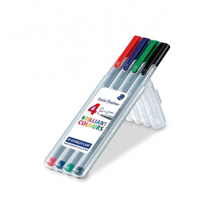 Staedtler Triplus Fineliner Tuscher - 4 stk Ass. farver