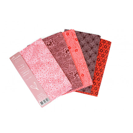 Tissu de Marie Fat Quarter i Rosa - 5 stk til Håndarbejde