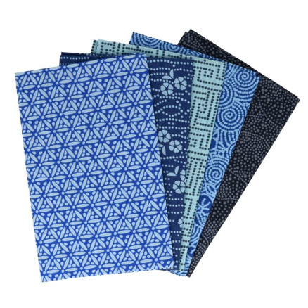 Tissu de Marie Fat Quarter Sapphire - 5 stk til håndarbejde