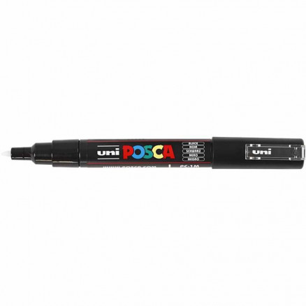 Uni Posca Tusch Ekstra Fin Sort 0,7mm - Kreativ Tegning