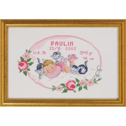 Permin Aida Fødselsplakat Paulin - Broderikit 29x19cm