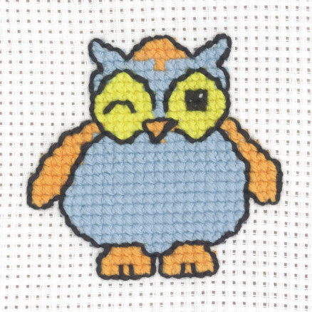 Permin Aida Broderikit med Blå Ugle 8x8cm