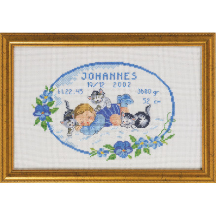 Permin Broderikit Aida Fødselstavle til Baby Johannes
