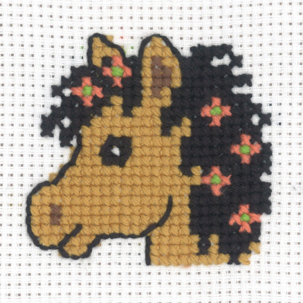 Permin Broderikit Aida Hestehoved - Håndarbejde i hvid 8x8cm