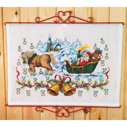 Permin Broderikit: Julekalender med Julemand ved Kirke