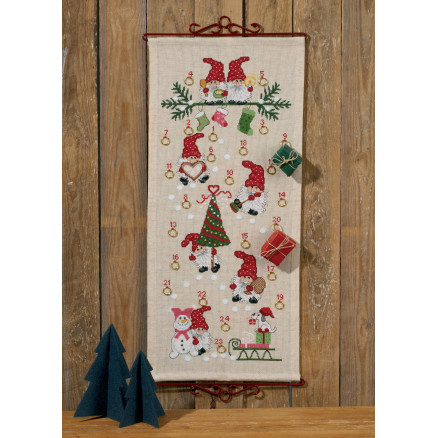 Permin Aida Julekalender Broderikit - Julesjov 32x71cm