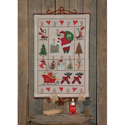 Moderne Aida Julekalender Broderikit fra Permin 40x57 cm