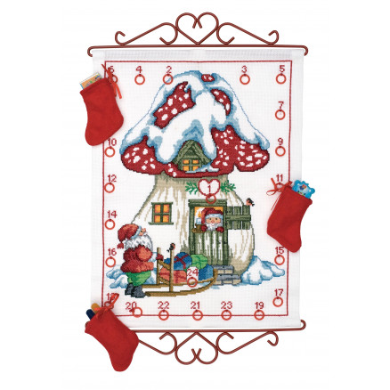 Permin Broderikit Aida Julekalender med Paddehattehus