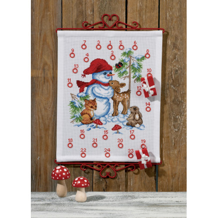 Permin Broderikit Aida Snemand Julekalender 32x41 cm