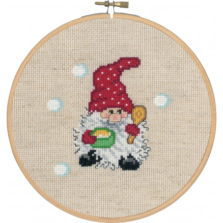 Permin Broderikit Aida Nisse med Grød Ø18 cm - Unik Hobby!