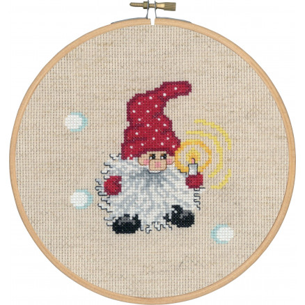 Permin Broderikit Aida Nisse med Lys Ø18cm - Fantastisk Tilbud!